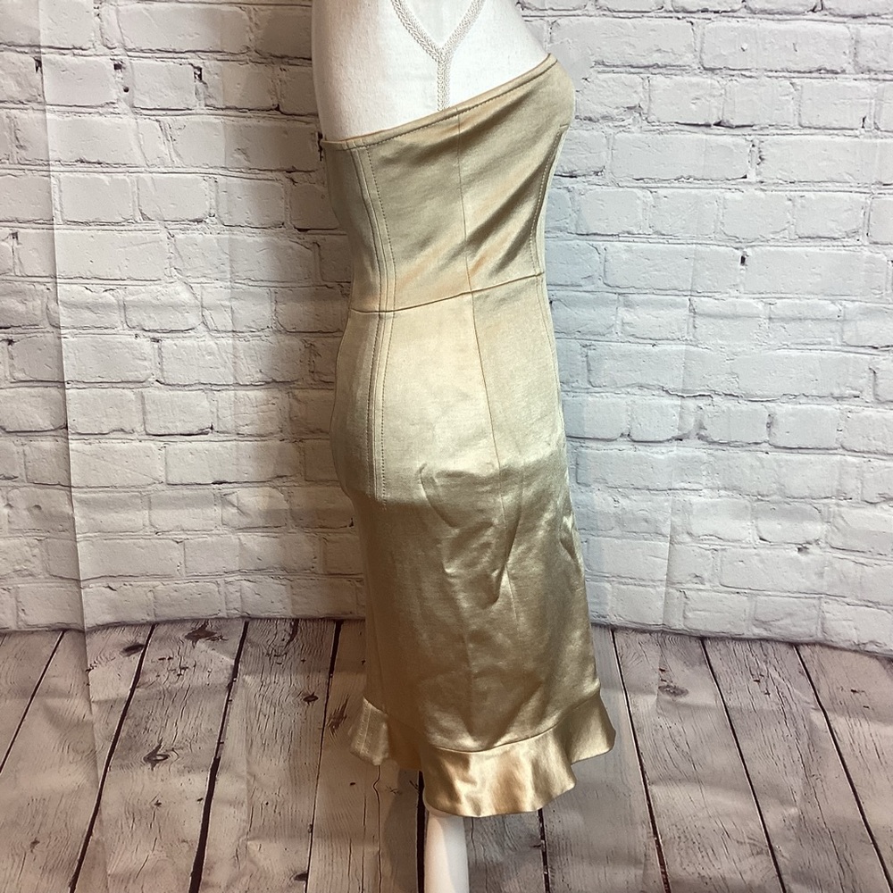 STELLA MCCARTNEY STRAPLESS KNEE LENGTH DRESS CHAMPAGNE NWT SZ MED - Picture 6 of 14